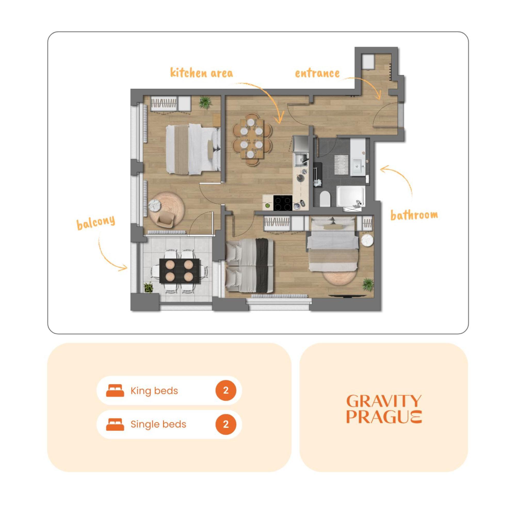 Bright 2Br - 4Th Floor, Balcony, Free Parking By Gravity Prague Leilighet Eksteriør bilde